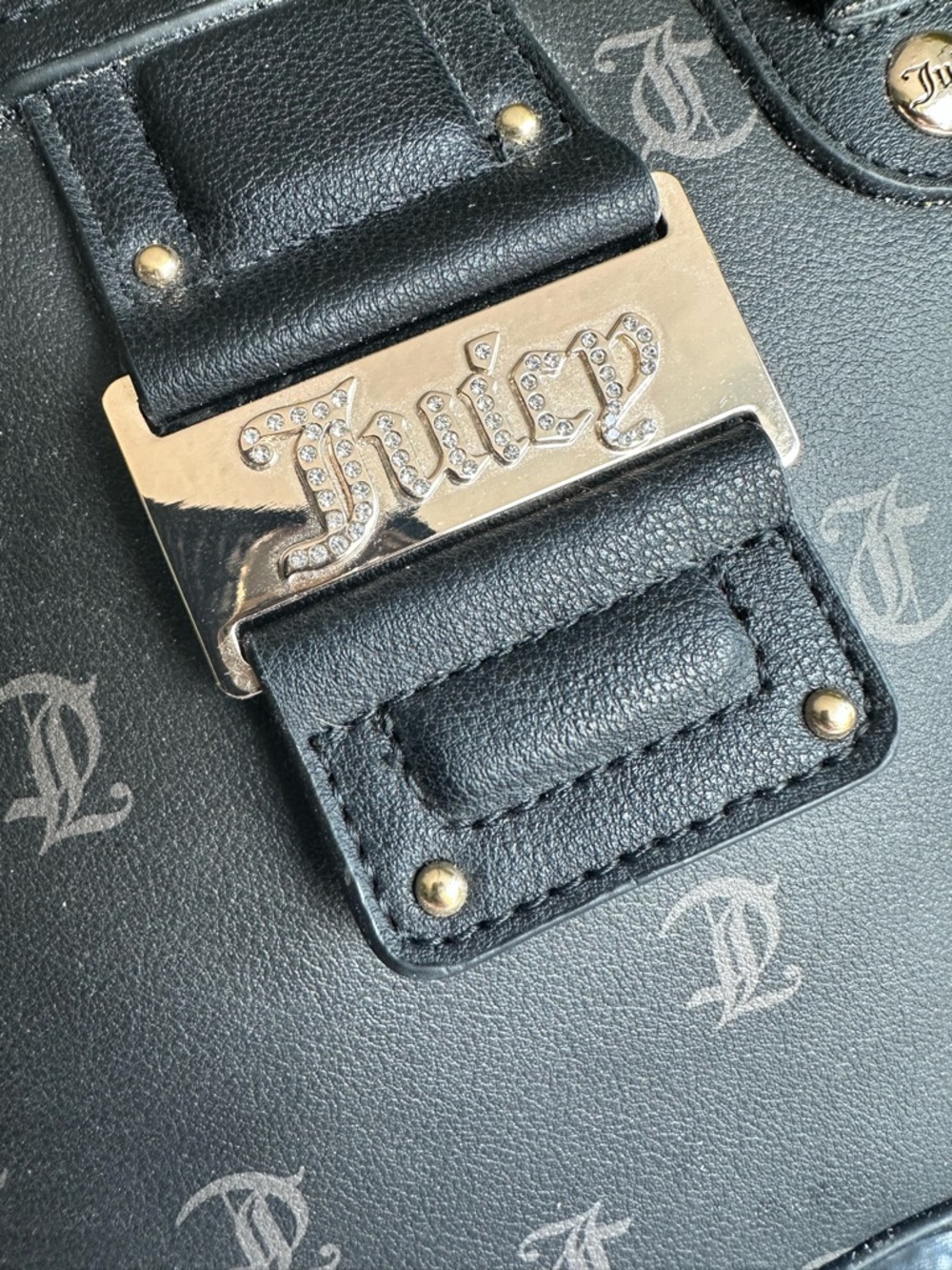 NEW Juicy Couture Black Bowler Bag with Gold Hardware and Crossbody Strap - Picture 3 of 10